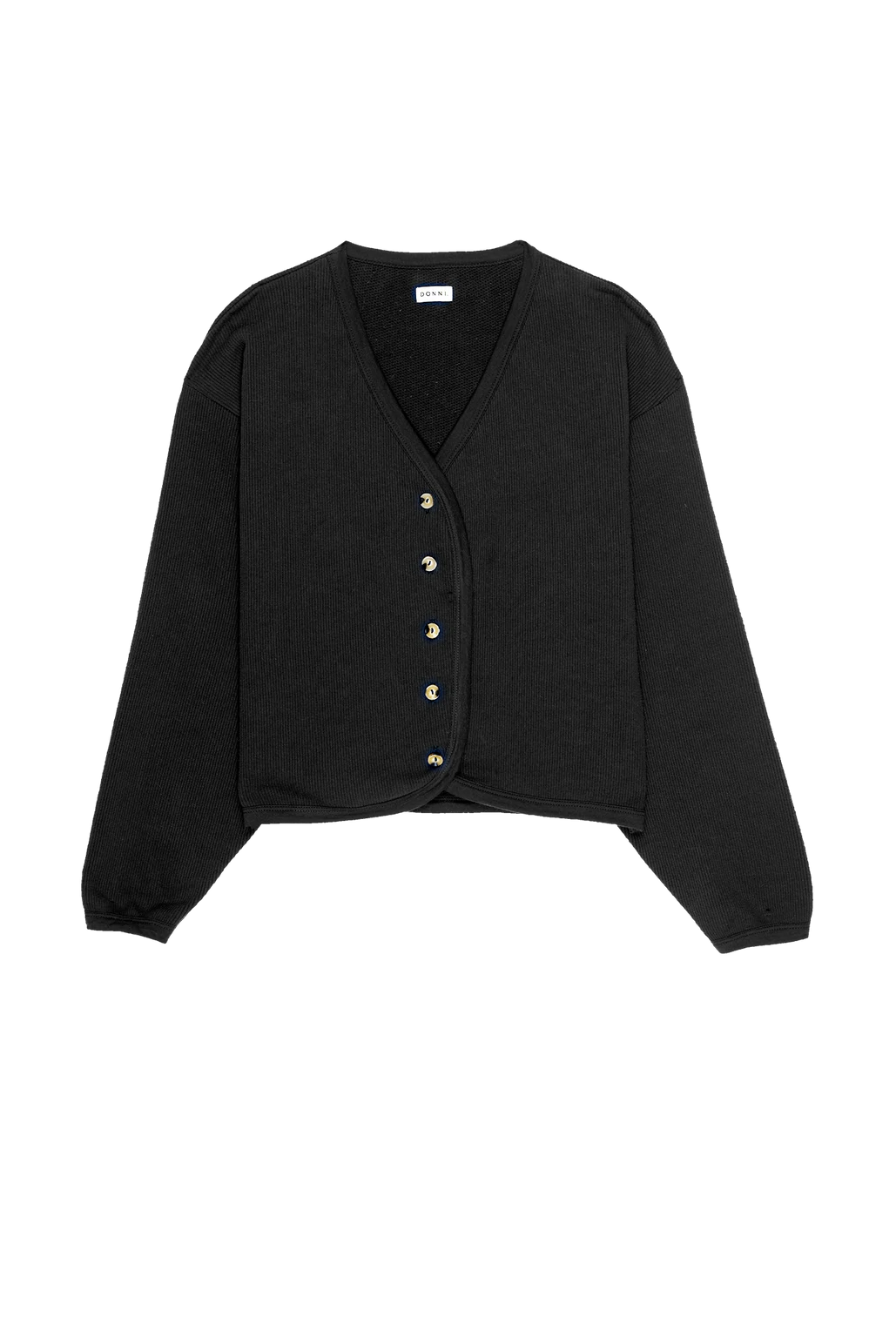 【HEUTE】Double Rib Cropped Knit Cardigan Ribbed Cropped Cardi, Jet – O2 Life
