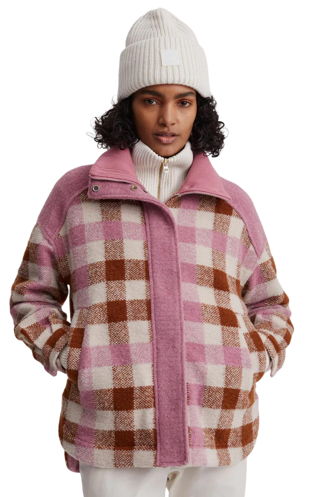Alma Jacket, Caramel Midi Check – O2 Life
